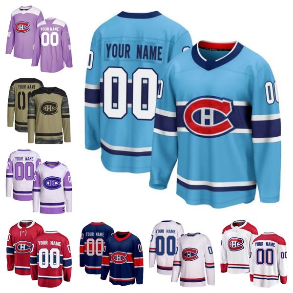 Jerseys de hockey Montreal''Canadiens''Hombres Mujeres Jóvenes Cole Caufield Nick Suzuki Brendan Gallagher David Savard Josh Anderson Tanner Pearson Joel Armia Mike Matheson