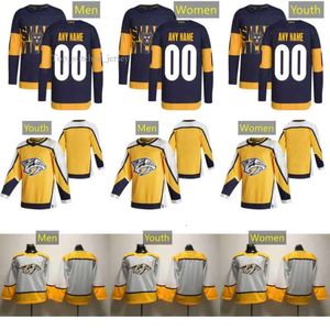 Maillots de hockey Nashville''predators personnalisés 64 Mikael Granlund 11 Luke Kunin 84 Tanner Jeannot 13 Yakov Trenin 90 Mark Borowiecki 45 8273