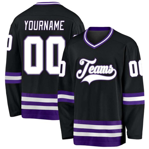 Jerseys de hockey Nouvelle sublimation Ice Hockey Suit American Long Mancoved Top Adult Training Competition Team Uniform Jersey DIY