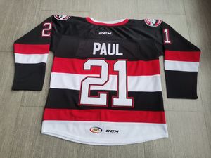 Hockey jerseys fysieke foto's Belleville senatoren regulier seizoen Paul Black Men Youth Women High School Grootte S-6XL of enige naam en nummertrui