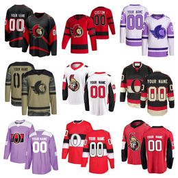 Hockeyshirts Senator Heren Dames Jeugd Brady Tkachuk Jake Sanderson Thomas Chabot Claude Giroux Matt Murray Travis Hamonic Jakob Chychrun Joonas Korpisalo