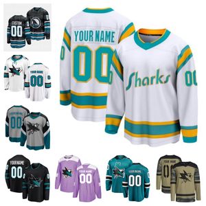 Jerseys de hockey Tiburón Hombres Mujeres Jóvenes Tomas Hertl Mackenzie Blackwood Logan Couture Mikael Granlund Mario Ferraro Kevin Labanc Alexander Barabanov Nico Sturm