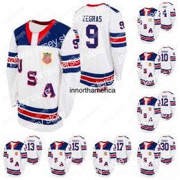 Hockey Jerseys USA 2021 IIHF WJC Gold Ginner Jersey 9 Trevor Zegras 30 Spencer Knight Cam York Hunter Skinner Matthew Boldy Cole Caufield MA