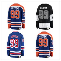 Maillots de Hockey Wayne Gretzky 99 Maillot Bleu Noir 4 Equipes Couleur Taille M-XXXL Cousu Hommes