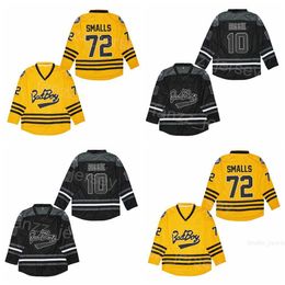 Film de hockey Notorious Jerseys 10 72 Biggie Smalls Bad Boy Badboy Team Home Noir Jaune College Tous cousus vintage pour les fans de sport Pull à la retraite universitaire