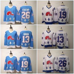 Hockey Quebec Nordiques Jerseys clásicos de invierno para hombre 19 Joe Sakic 13 Mats Sundin 26 Peter Stastny Jerseys de hockey sobre hielo en stock Envío rápido Shippg