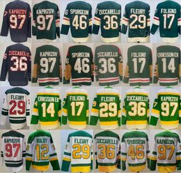 Hockey Reverse Retro 46 Jared Spurgeon Jersey 17 Marcus Foligno 29 Marc-Andre Fleury 36 Mats Zuccarello 14 Joel Eriksson Ek 12 Matt Boldy 97 Kirill Kaprizov Stadium