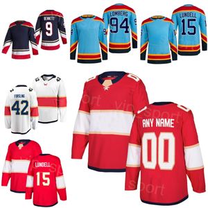 Hockey Reverse Retro 94 Ryan Lomberg Jersey 42 Gustav Forsling 9 Sam Bennett 5 Aaron Ekblad 15 Anton Lundell 21 Nick Cousins 12 Marc Staal Marine Rood Wit Kinderen Man Vrouw