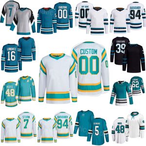 Equipo de hockey 62 Kevin Labanc Jersey Retro inverso 7 Nico Sturm 5 Matt Benning 16 Steven Lorentz 43 Will Smith 39 Logan Couture 48 Tomas Hertl 94 Barabanov Niños Lady Man