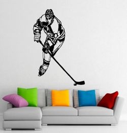 Hockey Wall Sticker Sticker Stickers and Mural For Nursery Kid039s Salle Sport Mur Art For Home Decor Ice Hockey Player Silhouett4271698