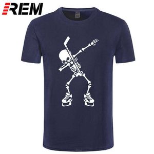 Hockeyeur Squelette Dabbing Halloween Dab Danse T-Shirt Hommes Mode T-shirts Top Tee Coton Plus La Taille 210629