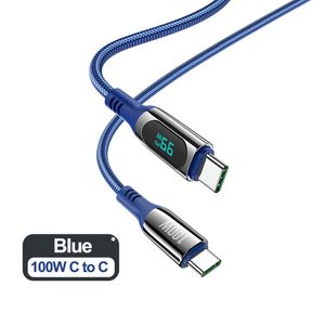 HOCO 1.2M 100W USB C vers Type-C Câbles téléphoniques 5A PD Charge rapide LED Câble d'affichage numérique pour Macbook iPad Charge rapide Samsung S20 Xiaomi 10 C70810B