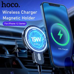 Chargeur de voiture sans fil magnétique Hoco pour iPhone 12 Pro Max 12Mini support de voiture de téléphone adsorbable à aimant d'aération pour la série iPhone 12