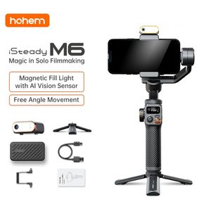 HOHEM ISTEADY M6 Kit Handheld Gimbal Stabilizer Selfie Trépied pour smartphone avec AI Magnetic Fil Light Video Lighting 240410
