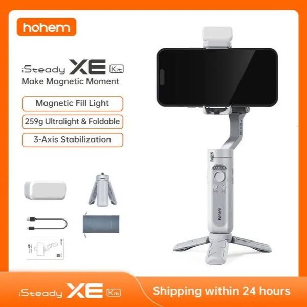 Hohem Isteady XE Kit Smartphone Gimbal 3 axis Stabilitateur Handheld Phone Selfie Stick Trépied avec une photo magnétique Remplissage vidéo 231221