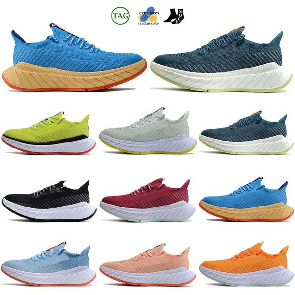 Hok One Clifton Bondi 8 Chaussures de course Femmes Men Unisexe Flat Carbon X2 Summer Summer Blue Shell Coral Peach Parfait triple algues blanches