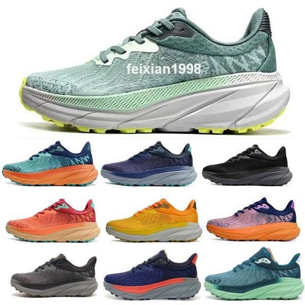 HOK Trail Running Shoes for Men Women Hola Challenger Atr 7 One One Trainer Sneaker Wide Sky Run Harbor Mist Bellwether Blue Tenis Taille 5 - 12