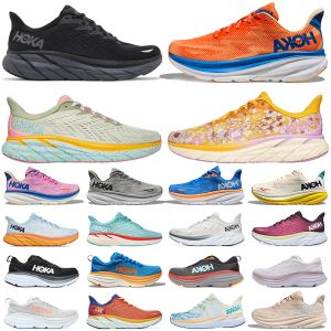 Hoka Bondi 8 Clifton 9 Zapatillas para correr Hokas Shoes Carbon Free People Harbor Mist Outer Space Mujeres para hombre Zapatillas deportivas al aire libre