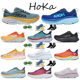 Hoka Bondi 8 hommes Chaussures de course femme concepteur choc absorbant Amber Yellow Carbon X2 Noir blanc Ibiza Blue Tripe Tripe Runners Runners Trainers Classic 2023 Sneakers