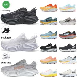 HOKA ONE ONE Bondi 8 Zapatillas de running Clifton 8 9 negro blanco entrenamiento Zapatillas de deporte Diseñador Mujer Hombre verano Naranja Ámbar Amarillo Goblin Azul Hoka Free People zapato de plataforma