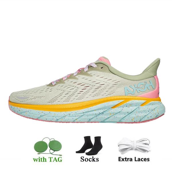 Hoka One One Bondi 8 Chaussures de course Femmes Men Clifton 8 9 Triple White Athletic Shoe Shock Absorbing Road Designer Sneakers Highway Close Plaque Forme Forme 36-45 3S0K