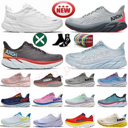 Hoka One One Free People Clifton 9 8 Chaussures de course 2023 Qualité supérieure Hokas Bondi 8 Femmes Hommes Baskets basses en maille Triple White Harbor Mist Baskets de sport Grande taille 36-47