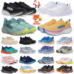 Hoka1 2024 Outdoor Hoka1 Chaussures Femmes Baskets Clifton 9 Bondi 8 Hommes Baskets Triple Noir Cyclamen Blanc Eau Glacée Pêche Parfait Sports