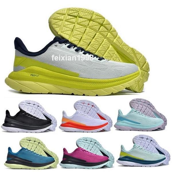 Hokah Mach 5 4 Chaussures de course de course Tous les jours Run One One Tenis Trainers Sneakers Men Femme Blanc Flame Dandelion Blue Coral Black de Hombre Taille 36 - 46