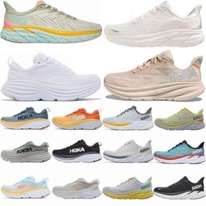 Hokah hardloopschoenen Bondi 8 Clifton 9 Mens Hokahs Designer Jogging Walking Triple White Utility Black Gray Fog Gym Roze damesschoenen