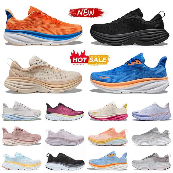 Hokah Shoes One One Bondi 8 Clifton Runner Sneakers Hokka Clifton 8 Carbon X 2 Shadow Hok White Harbor Lunar Rock Women Trainers Samber Yellow