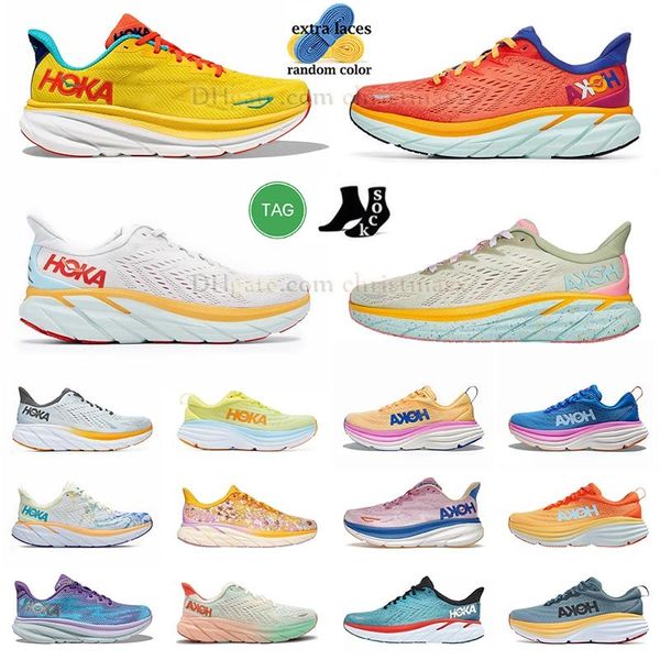 Hokas zapato para mujer para hombre Clifton 8 9 Bondi 8s uno uno gente libre Hoka correr zapatos kawana hombre Movimiento Nube Amarillo Rojo Verano Plataforma entrenador para correr Zapatilla de deporte Entrenador