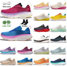 Hokass One One Bondi 8 2024 Chaussures de course Femmes Plate-forme Baskets Clifton 9 Hommes Femmes Blakc White Harbor Baskets de marche en plein air Baskets Tennis Runnners 36-45