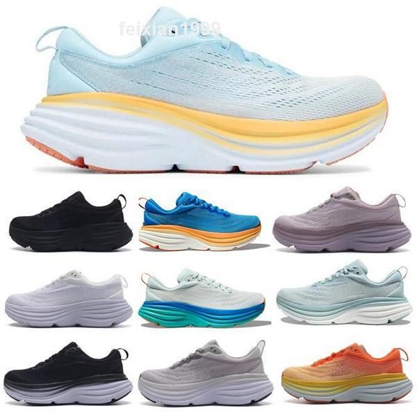 HOLA BONDI 8 Run Running Shoes Men Women 2024 Designer Trainer Sneakers Bondi8 Sr Ice Flow Bit of Blue Sports Jogging Platform Size 36 - 46