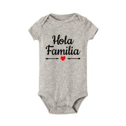 Hola Familia Spanish Funny Baby Pasgeboren Rompers Boy Girl Casual Comfortabele Bodysuits Outfits Infant Born Crawling Clothing Ropa