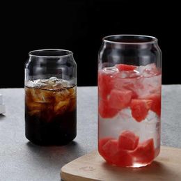 Holaroom Creative Can Shape Tea Juice Milk Glass Cup Taza de café Wine Glass Drink Cup High Borosilicate Glass Drinkware Durable H08311w