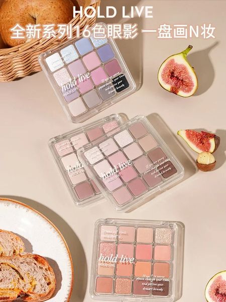 HOLD LIVE Paleta de sombras de ojos a cuadros de 16 colores rosa marrón melón color melón sombra de ojos mate brillo nacarado rubor 231227