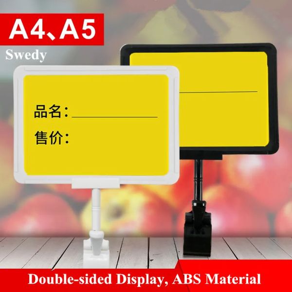 Support 5 pièces A4 POP CLIP SIGNER support de support avec cadre du supermarché Prix de carte Holder Affiche publicitaire Affichage Clip.