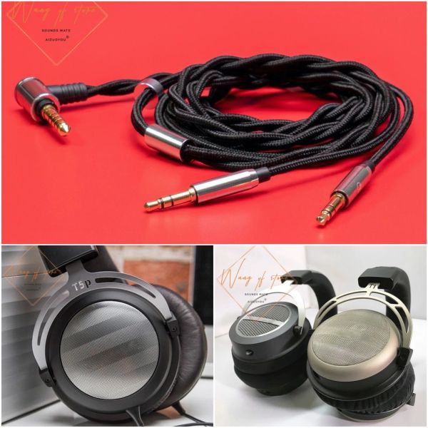 Soporte de cable de audio equilibrado de alta fidelidad para Beyerdynamic T1 T5p 2 3nd Amiron Aventho Auriculares con cable 2,5 4,4 mm Dual 3,5 6,35 mm Estéreo 4 pines Xl