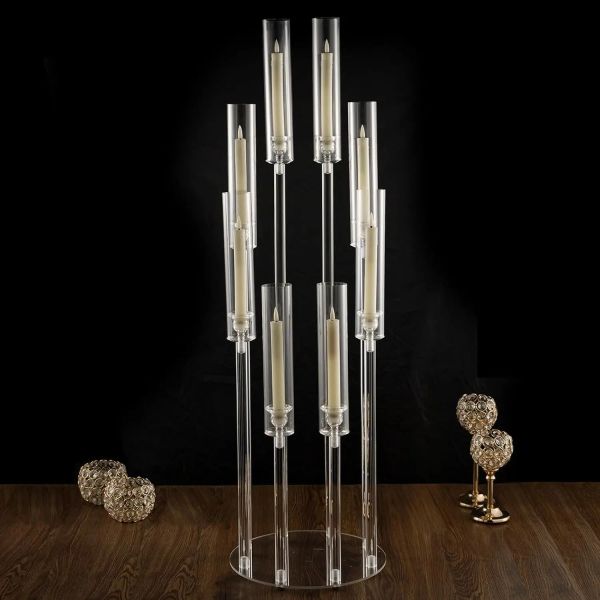 Carols 10pcs 8 Armes Clear Candlesticks Holder 38,5 pouces de haut arcylic candélabra Candlers d'événements de fête de la fête de la fête de la fête