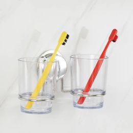 13 pièces simple/Double tasse et support ensemble mural brosse à dents porte-gobelet en acier inoxydable porte-gobelet brosse à dents en plastique