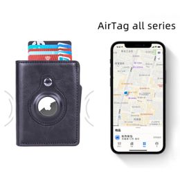 Houders 2022 Nieuwe PU lederen kaarthouder Bank Wallet GPS Locator Tracker Antilost Apparaathuls voor Apple Airtags Protective Case