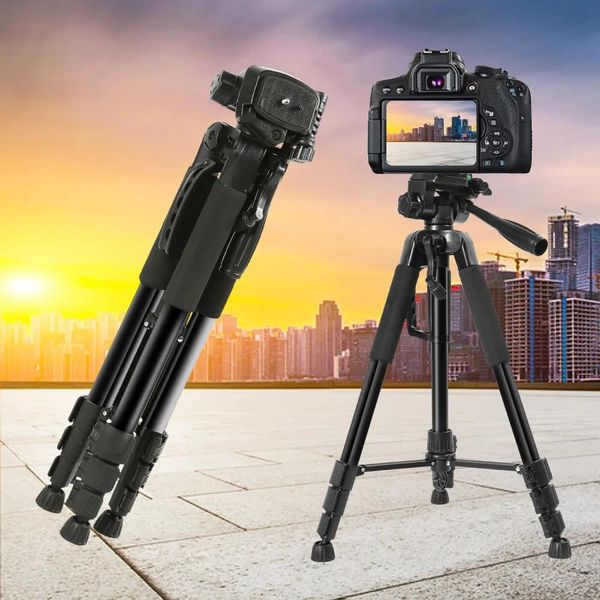 Partes de 59 pulgadas Professional Cámara Teléfono Trípode Portable portátil con soporte para teléfono para el artista de teléfonos inteligentes gopro Easel