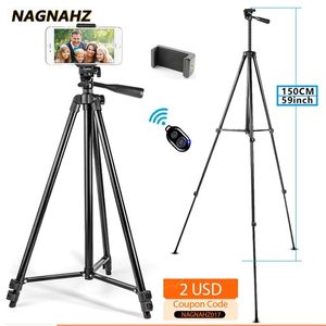 Houders 59-inch statief voor telefooncamera Statief met Bluetooth-afstandsbediening Telefoonhouder Lichtgewicht universele fotografie voor Xiaomi HUAWEI