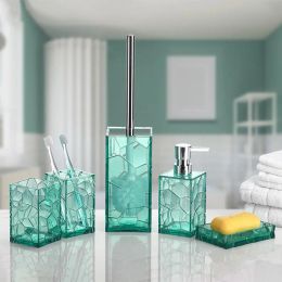 Soportes 5 unids/set Set de accesorios de baño soporte para cepillo de dientes vaso dispensador de loción jabonera cepillo de baño juego de baño acrílico