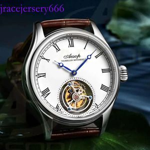 Holders Aesop 7021 Tourbillon Watch Men Mouvement mécanique Mouvement Winswatches Sapphire Immasproof Leather Metal Band Roman Scale Dial Classic Classic