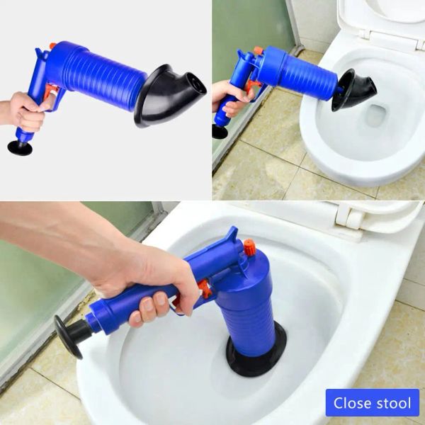 Holders Air Power Drain Blaster Gun Blash Pipe de tuyau de tuyau de piston pour drainage Pumpline Pumpline Clogged Remover Salle de bain Répanage des toilettes Nettoyer