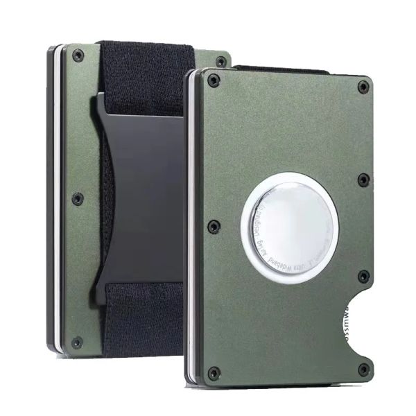 Tapisseurs de carte d'identité de crédit en aluminium pour Apple Airtag RFID Mini portefeuille avec cartes bancaires de bandoulière STRAP METAL