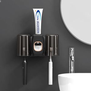 Distributeur automatique de dentifrice, presse-agrumes mural simple, avec tasse, porte-brosse à dents, ensemble d'accessoires de salle de bains
