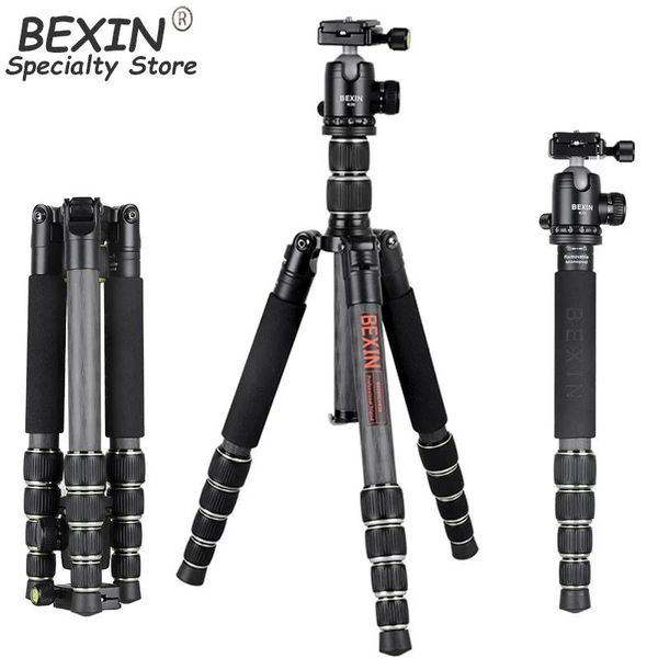 Holders Bexin BX285C Tripode de fibre de carbone antifolding Portable Travel Professional Trépied pour la caméra SLR