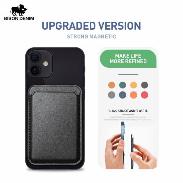 Holders Bison Denim en cuir Card Portefeuille Portefeuille pour iPhone 12, 12 Promax.12 pro, 12mini Magsafe Magnetic Fashion Card Harder QB005